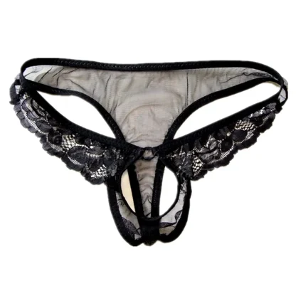 Open Crotch Sheer Lace Thong - Image 4