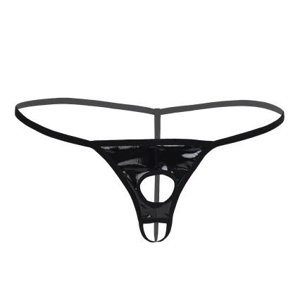 Shiny Black Crotchless G-string