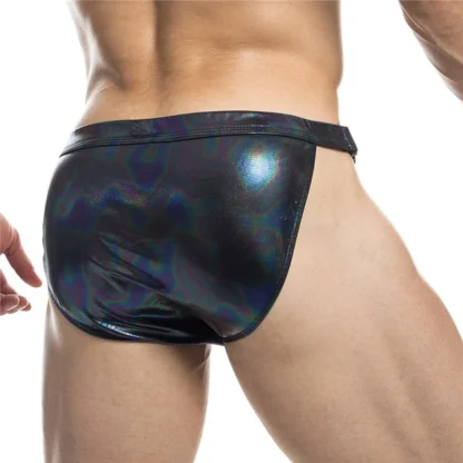 Dark Iridescent Faux Leather Brief - Image 5