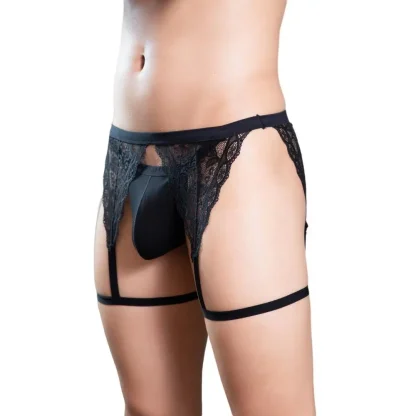 Sheer Lace Thigh Strap G-string - Image 12