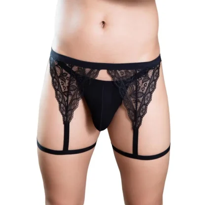 Sheer Lace Thigh Strap G-string - Image 11