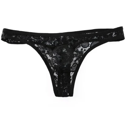 Floral Pattern Sheer Lace Thong - Image 10