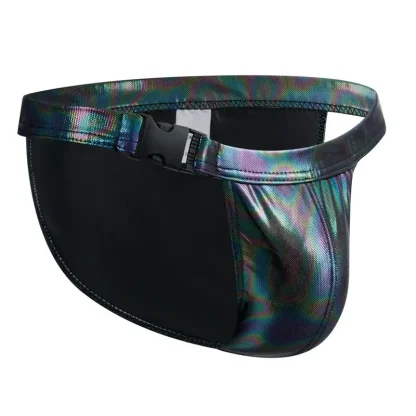 Dark Iridescent Faux Leather Brief