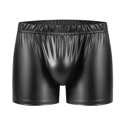 Elastic Waist Faux Leather Boxer Brief