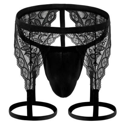 Sheer Lace Thigh Strap G-string - Image 5