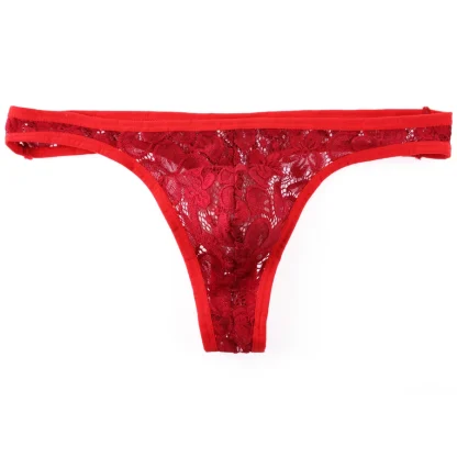 Floral Pattern Sheer Lace Thong - Image 2