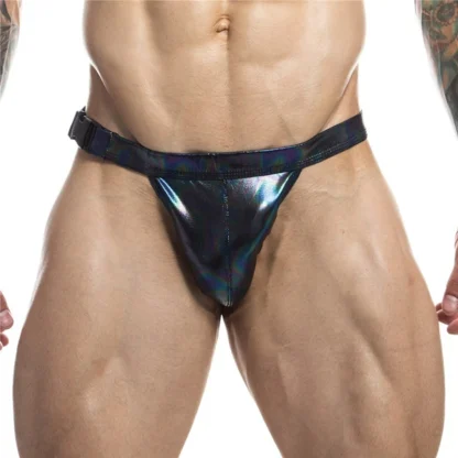 Dark Iridescent Faux Leather Brief - Image 4