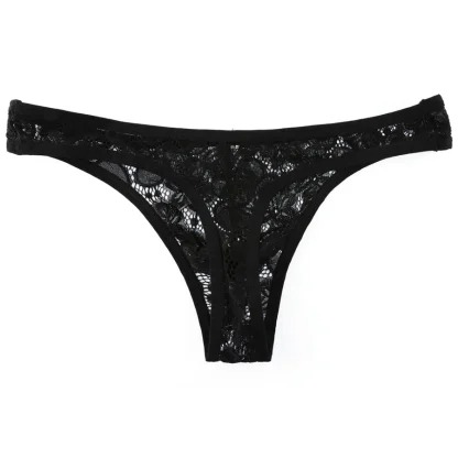 Floral Pattern Sheer Lace Thong - Image 11