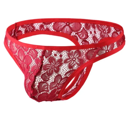 Floral Pattern Sheer Lace Thong - Image 4