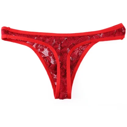 Floral Pattern Sheer Lace Thong - Image 3